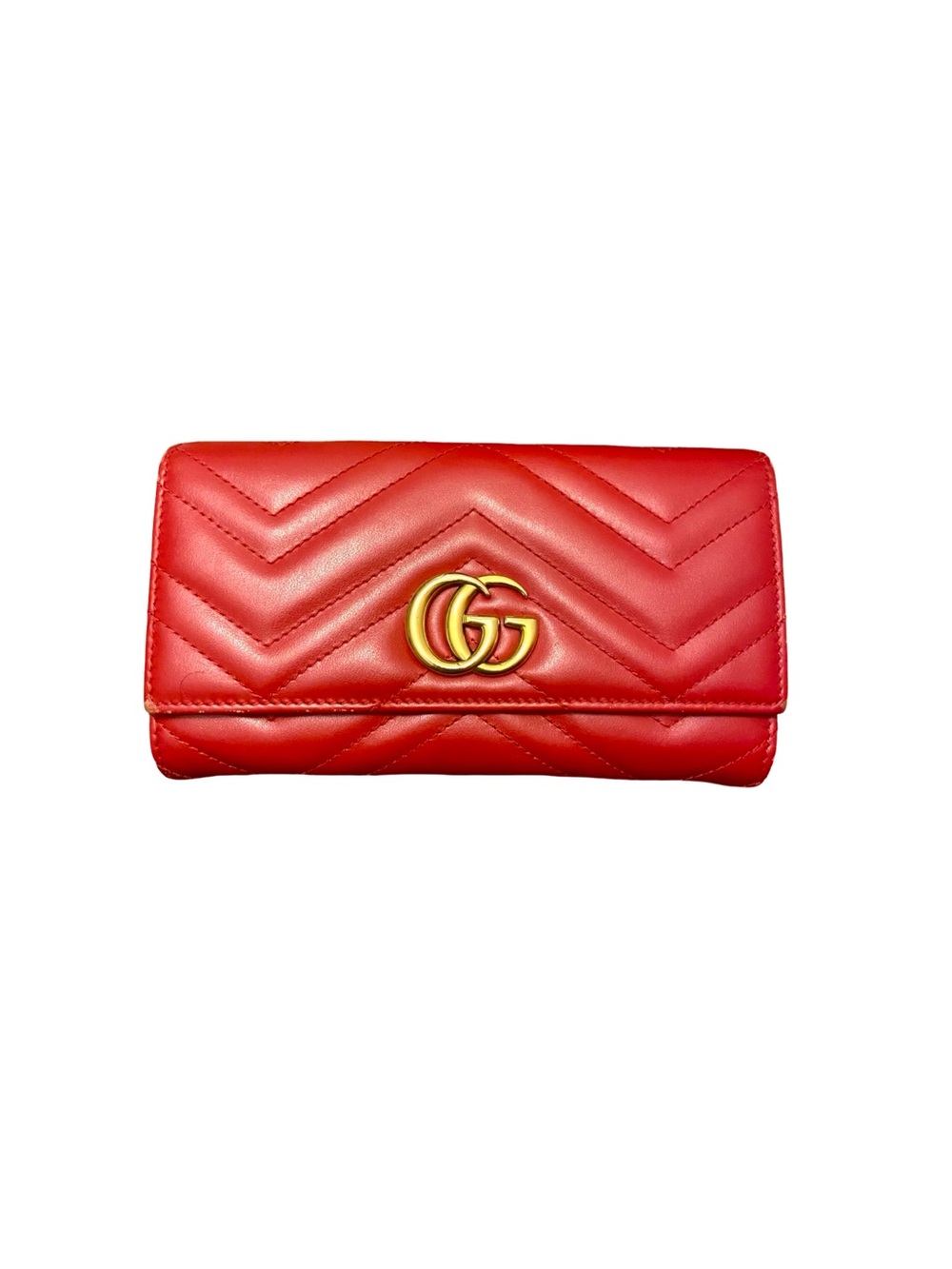 Authentic Gucci GG Marmont Red Matelasse Continental Wallet w/ COA & Dustbag